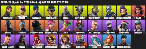 [PC/PSN] | 29 skins | 1250 V-bucks | Take The L | OG STW | The Reaper | Elite Agent | Blue Squire | Omega | Rose Team Leader | Warpaint | Trailblazer | Full Access