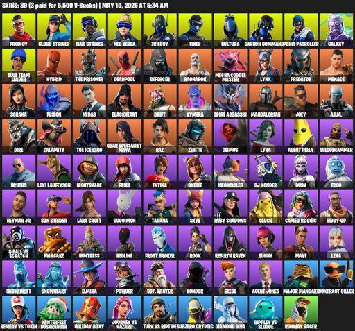 [PC/PSN/XBOX] | 89 skins | Galaxy | Lara Croft | Prodigy | Cloud Striker | Blue Striker | Neo Versa | Trilogy | Fixer | Sultura | Carbon Commando | Full Access