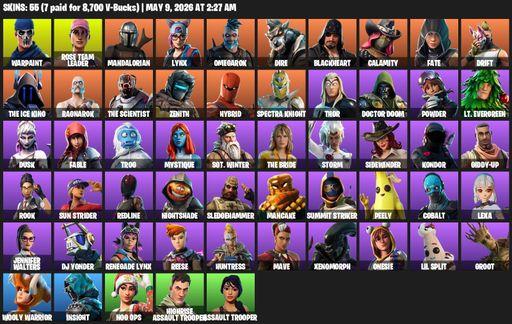 [PC/PSN] | 55 skins | OG STW | Reaper Axe | Warpaint | Rose Team Leader | Mandalorian | Lynx | Omegarok | Dire | Blackheart | Calamity | Fate | Drift | Full Access
