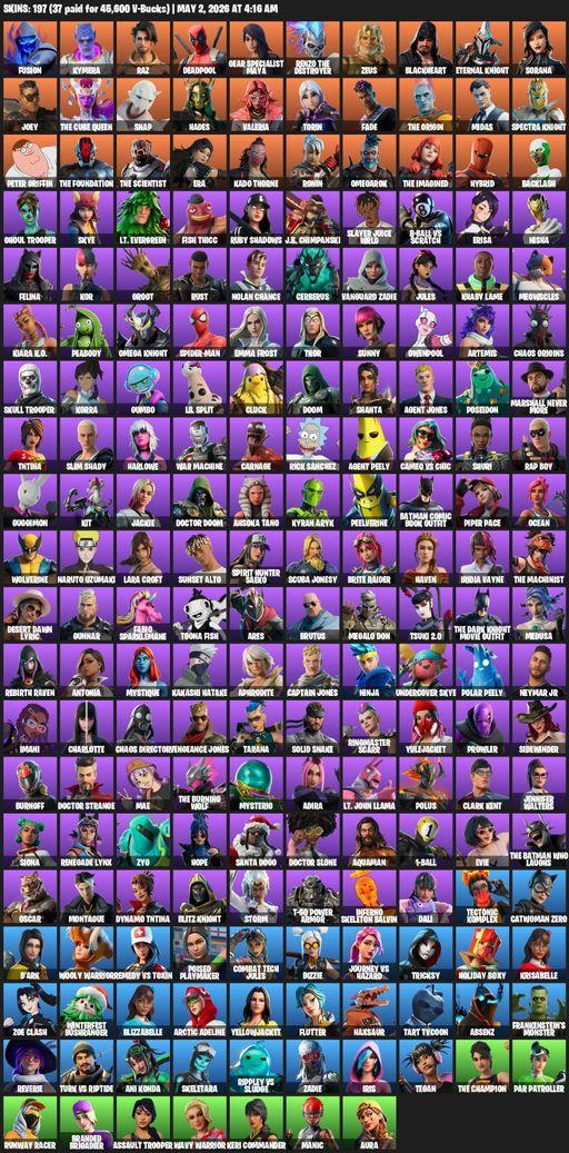 [PC/XBOX] | 197 skins | Lara Croft | Fusion | Kymera | Raz | Deadpool | Gear Specialist Maya | Renzo the Destroyer | Zeus | Blackheart | Full Access