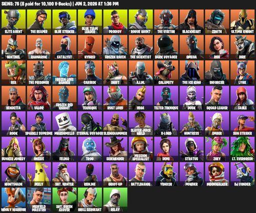 [PC/XBOX] | 75 skins | Take The L | The Reaper | Elite Agent | Omega | Blue Striker | Blue Team Leader | Prodigy | Rogue Agent | The Visitor | Full Access