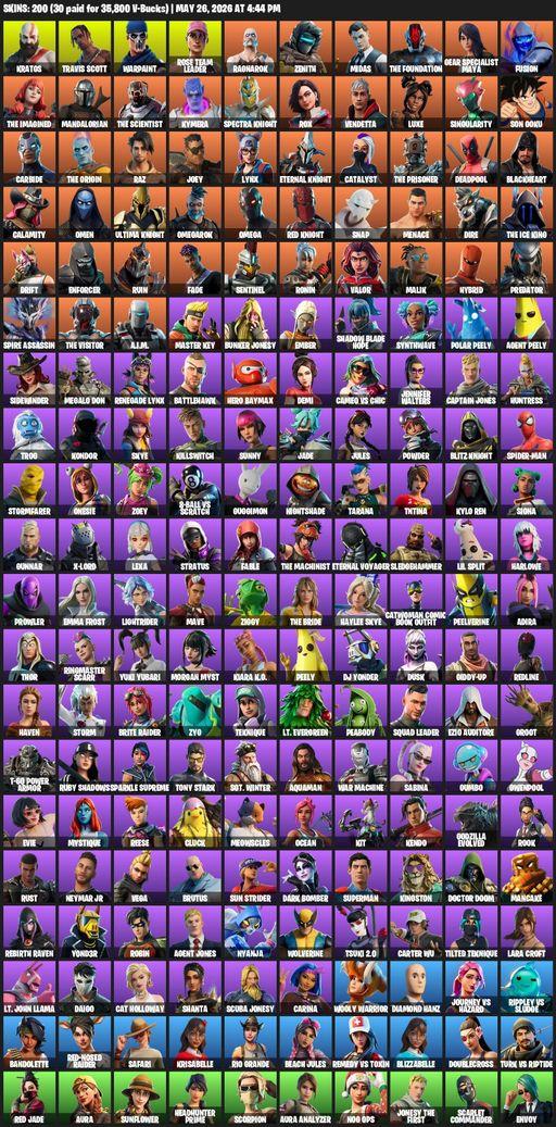 [PC/PSN/XBOX] | 200 skins | 700 V-bucks | Leviathan Axe | OG STW | Travis Scott | Omega | Lara Croft | Kratos | Warpaint | Rose Team Leader | Ragnarok | Full Access