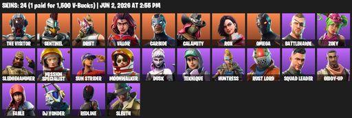 [PC/PSN] | 24 skins | Take The L | Omega | The Visitor | Sentinel | Drift | Valor | Carbide | Calamity | Rox | Battlehawk | Zoey | Sledgehammer | Full Access