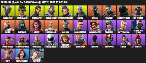 [PC/PSN/XBOX] | 33 skins | Take The L | The Reaper | Elite Agent | Omega | Trailblazer | Rogue Agent | Sub Commander | Havoc | Oblivion | Dark Voyager | Full Access