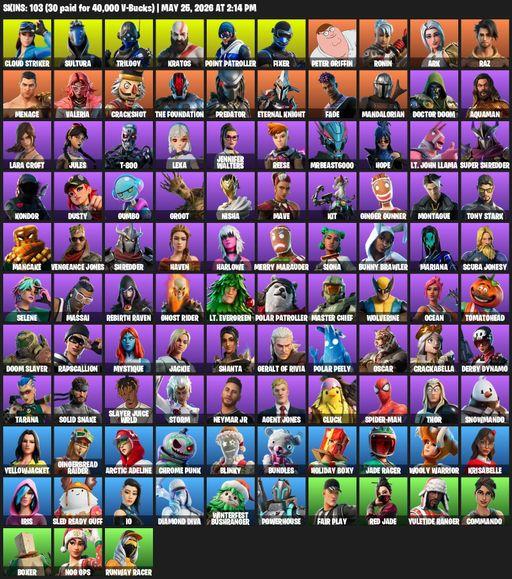 [PC/XBOX] | 103 skins | Leviathan Axe | Lara Croft | Cloud Striker | Sultura | Trilogy | Kratos | Point Patroller | Fixer | Peter Griffin | Ronin | Full Access