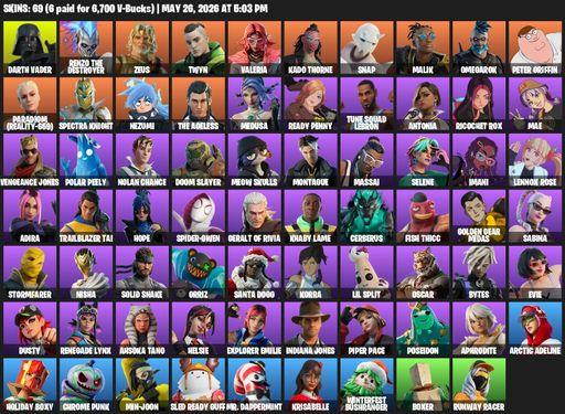 [PC/PSN] | 69 skins | Darth Vader | Renzo the Destroyer | Zeus | Twyn | Valeria | Kado Thorne | Snap | Malik | Omegarok | Peter Griffin | Full Access