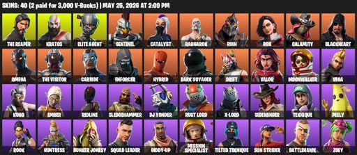 [PC/XBOX] | 40 skins | Take The L | The Reaper | Elite Agent | Omega | Kratos | Sentinel | Catalyst | Ragnarok | Ruin | Rox | Calamity | Blackheart | Full Access