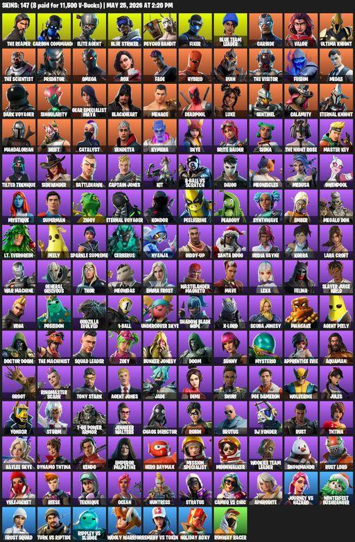 [PC/XBOX] | 147 skins | Take The L | The Reaper | Elite Agent | Omega | Lara Croft | Carbon Commando | Blue Striker | Psycho Bandit | Fixer | Full Access