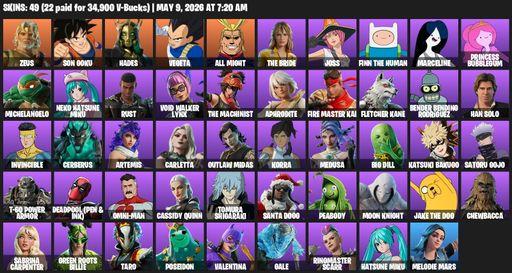 [PC/XBOX] | 49 skins | Zeus | Son Goku | Hades | Vegeta | All Might | The Bride | Joss | Finn the Human | Marceline | Princess Bubblegum | Full Access