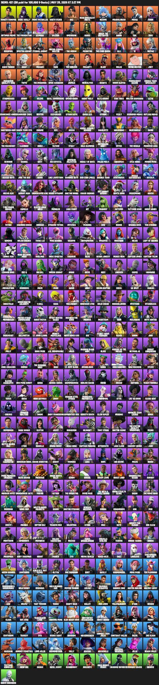 [PC/PSN/XBOX] | 421 skins | Lara Croft | Trinity Trooper | Dark Skully | Point Patroller | Darth Vader | Raz | Gear Specialist Maya | Nezumi | Full Access