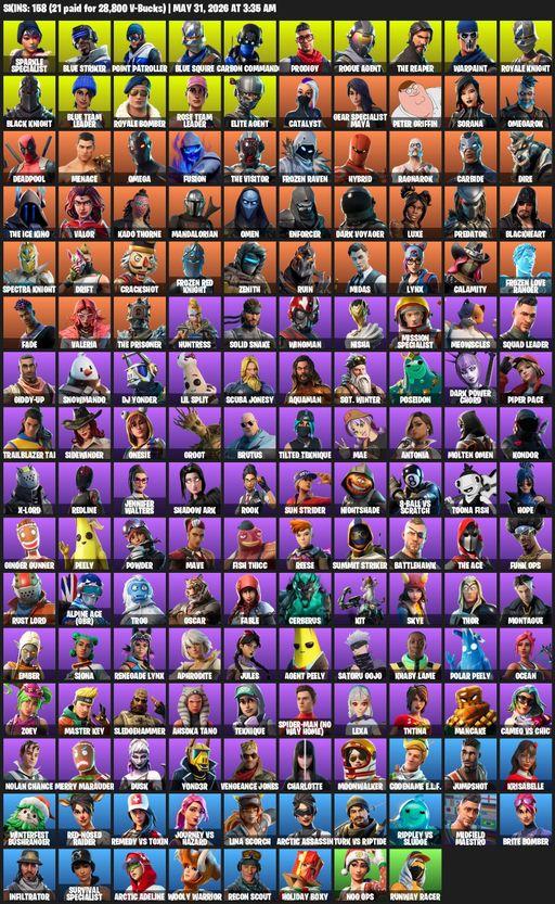 [PC/PSN/XBOX] | 158 skins | Floss | Take The L | OG STW | Black Knight | Sparkle Specialist | Royale Knight | The Reaper | Elite Agent | Blue Squire | Full Access
