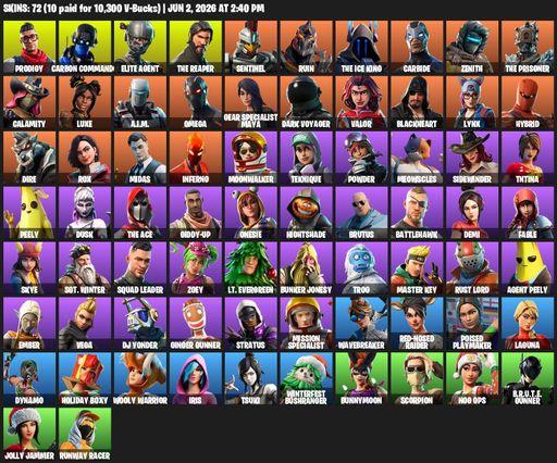 [PC/XBOX] | 72 skins | Merry Mint Axe | Take The L | The Reaper | Elite Agent | Omega | Prodigy | Carbon Commando | Sentinel | Ruin | The Ice King | Full Access