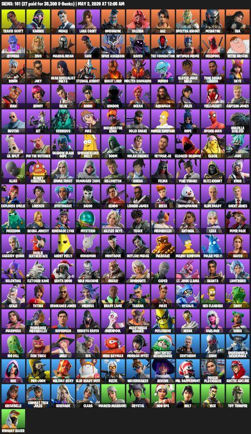 [PC/PSN/XBOX] | 161 skins | Travis Scott | Lara Croft | Xander | Midas | Omegarok | Valeria | Raz | Spectra Knight | Predator | Era | Kymera | Zeus | Full Access