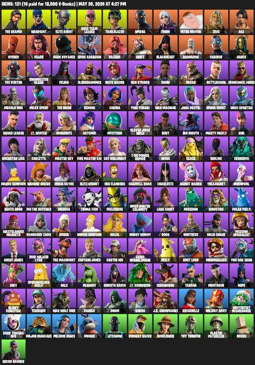 [PC/PSN] | 131 skins | Take The L | OG STW | The Reaper | Elite Agent | Omega | Lara Croft | Warpaint | Rose Team Leader | Trailblazer | Torin | Full Access