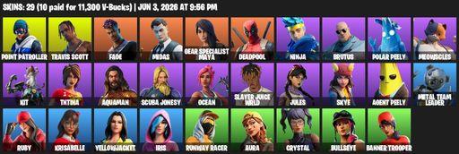 [PC/XBOX] | 29 skins | Travis Scott | Point Patroller | Fade | Midas | Gear Specialist Maya | Deadpool | Ninja | Brutus | Polar Peely | Meowscles | Full Access
