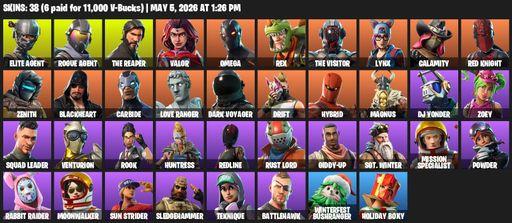 [PC/PSN] | 38 skins | Take The L | The Reaper | Elite Agent | Omega | Rogue Agent | Valor | Rex | The Visitor | Lynx | Calamity | Red Knight | Zenith | Full Access