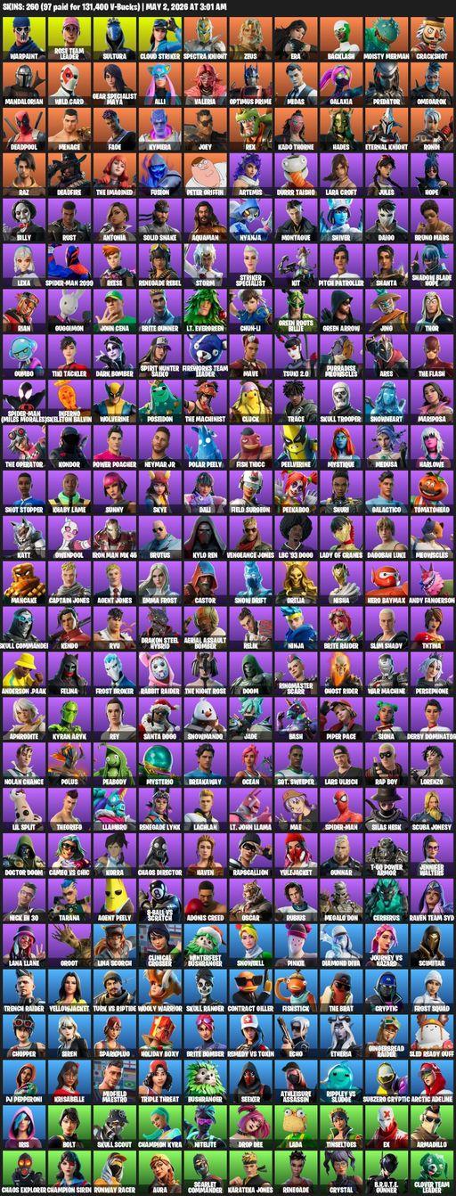 [PC/PSN/XBOX] | 260 skins | OG STW | Lara Croft | Warpaint | Rose Team Leader | Sultura | Cloud Striker | Spectra Knight | Zeus | Era | Backlash | Full Access