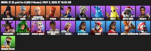 [PC/PSN/XBOX] | 21 skins | 800 V-bucks | Blackheart | Ronin | Paradigm (Reality-659) | Hybrid | Explorer Emilie | Bytes | Polar Peely | Peely | Full Access