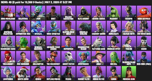 [PC/XBOX] | 49 skins | Dino Megazord | Valentina | Jade | Rust | Galaxy Crossfade | Blitz Knight | Keisha Cross | Peabody | Hairpin | Hero Baymax | Full Access
