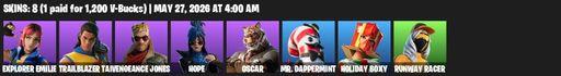 [PC/PSN/XBOX] | 8 skins | Explorer Emilie | Trailblazer Tai | Vengeance Jones | Hope | Oscar | Mr. Dappermint | Holiday Boxy | Runway Racer | Full Access