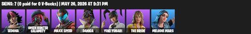 [PC/PSN] | 7 skins | Sedona | Omen Hunter Calamity | Maxx Speed | Danica | Yuki Yubari | The Bride | Melodie Mars | Racer's Reavers | Full Access