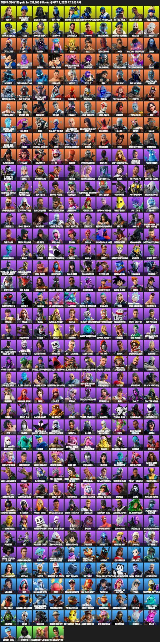 [PC/PSN/XBOX] | 394 skins | Leviathan Axe | Take The L | Travis Scott | Omega | Lara Croft | Aloy | Blue Team Leader | Darth Vader | Sultura | Full Access