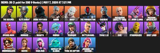 [PC/PSN/XBOX] | 26 skins | Take The L | The Reaper | Elite Agent | Dark Voyager | Ronin | Snap | The Foundation | Carbide | Paradigm (Reality-659) | Full Access