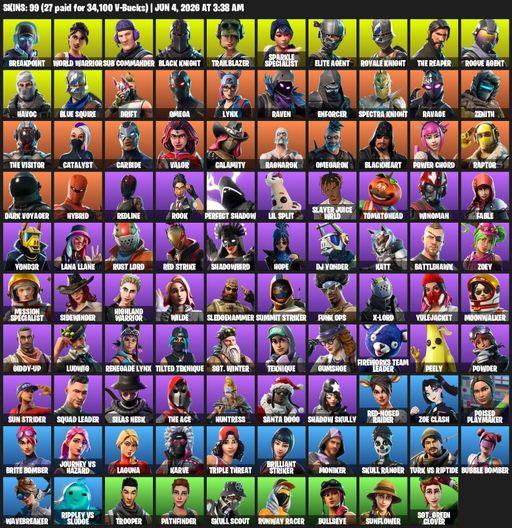 [PC/PSN/XBOX] | 99 skins | Take The L | Floss | Black Knight | Sparkle Specialist | Royale Knight | The Reaper | Elite Agent | Blue Squire | Omega | Full Access