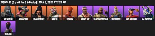 [PC/XBOX] | 11 skins | Enforcer | Calamity | Blackheart | Drift | Hybrid | Giddy-up | Sledgehammer | Huntress | Sun Strider | DJ Yonder | Redline | Full Access