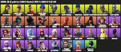 [PC/XBOX] | 38 skins | Take The L | Floss | OG STW | Royale Knight | The Reaper | Elite Agent | Blue Squire | Rose Team Leader | Prodigy | Full Access