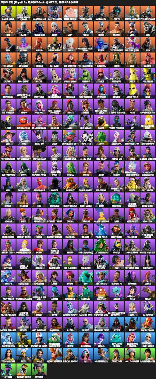 [PC/PSN/XBOX] | 233 skins | Lara Croft | Rogue Agent | Rogue Spider Knight | Mandalorian | Spire Assassin | Peter Griffin | The Prisoner | Omegarok | Full Access
