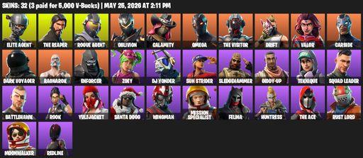 [PC/XBOX] | 32 skins | Take The L | The Reaper | Elite Agent | Omega | Rogue Agent | Oblivion | Calamity | The Visitor | Drift | Valor | Carbide | Full Access