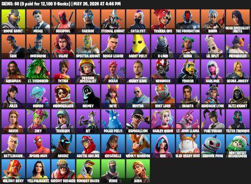[PC/PSN/XBOX] | 66 skins | Take The L | Rogue Agent | Midas | Deadpool | Carbide | Eternal Knight | Catalyst | Tricera Ops | The Foundation | Ronin | Full Access