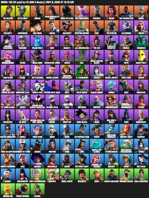 [PC/PSN/XBOX] | 123 skins | Take The L | The Reaper | Elite Agent | Omega | Gear Specialist Maya | Dark Voyager | The Cube Queen | Carbide | Valor | Full Access