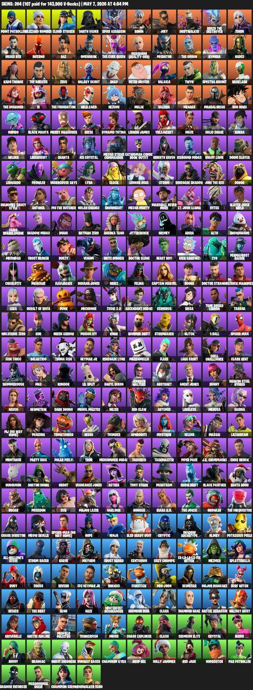 [PC/XBOX] | 264 skins | Lara Croft | Point Patroller | Blizzard Bomber | Cloud Striker | Darth Vader | Spire Assassin | Ronin | Joey | Driftwalker | Full Access