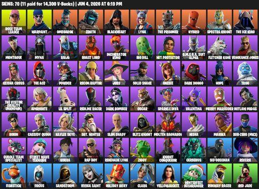 [PC/PSN/XBOX] | 70 skins | OG STW | Reaper Axe | Rose Team Leader | Warpaint | Omegarok | Zenith | Blackheart | Lynx | The Prisoner | Hybrid | Full Access