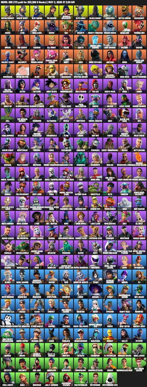 [PC/PSN] | 258 skins | Take The L | Floss | Black Knight | Sparkle Specialist | Royale Knight | The Reaper | Elite Agent | Blue Squire | Omega | Full Access