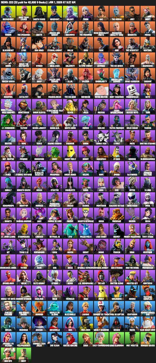 [PC/PSN/XBOX] | 222 skins | 500 V-bucks | OG STW | Galaxy | Lara Croft | Breakpoint | Rose Team Leader | Darth Vader | Warpaint | Torin | Raz | Full Access