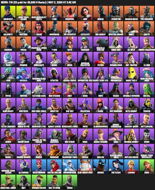 [PC/PSN/XBOX] | 115 skins | OG STW | Omega | Warpaint | Rose Team Leader | Gear Specialist Maya | Lynx | Deadpool | Rox | Predator | Mandalorian | Full Access