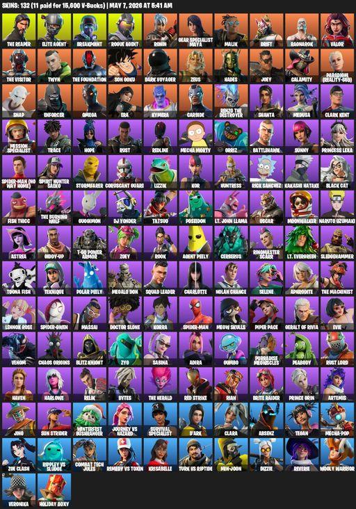 [PC] | 132 skins | 550 V-bucks | Take The L | The Reaper | Elite Agent | Omega | Mako | Breakpoint | Rogue Agent | Ronin | Gear Specialist Maya | Full Access