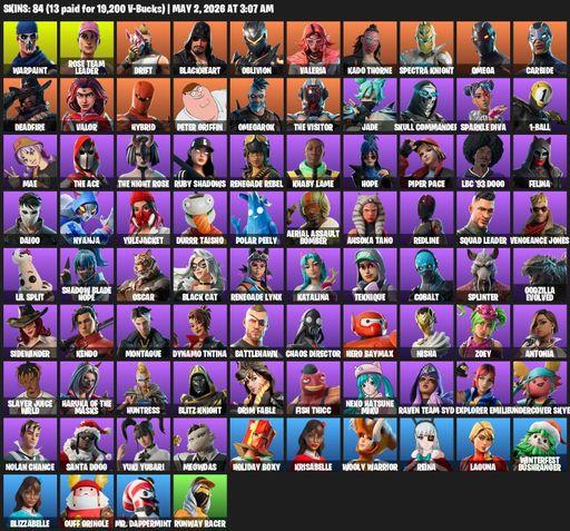 [PC/PSN/XBOX] | 84 skins | OG STW | Omega | Warpaint | Rose Team Leader | Drift | Blackheart | Oblivion | Valeria | Kado Thorne | Spectra Knight | Full Access