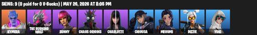 [PC/PSN/XBOX] | 9 skins | Kymera | The Burning Wolf | Sunny | Chaos Origins | Charlotte | Chigusa | Megumi | Dizzie | Yuki | Mutagen Mace | Full Access