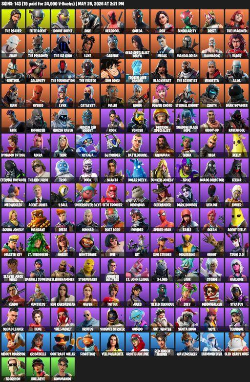 [PC/PSN] | 143 skins | Take The L | The Reaper | Elite Agent | Omega | Rogue Agent | Dire | Deadpool | Rox | Singularity | Drift | The Imagined | Snap | Full Access