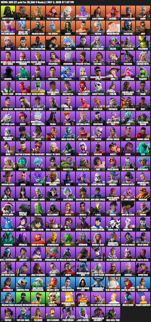 [PC/PSN] | 208 skins | Darth Vader | Malik | Zeus | The Imagined | Snap | Kymera | Kado Thorne | Valeria | Optimus Prime | Ronin | The Cube Queen | Full Access