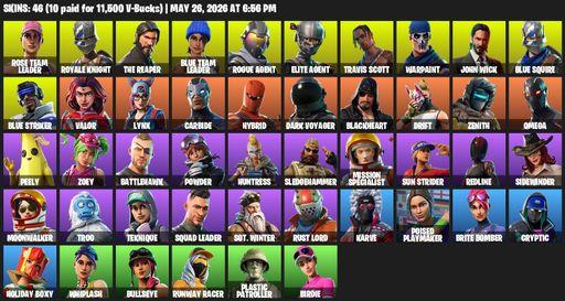 [PC/XBOX] | 46 skins | Take The L | OG STW | Travis Scott | Royale Knight | The Reaper | Elite Agent | Blue Squire | Omega | Rose Team Leader | Full Access