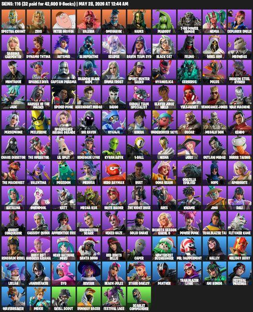 [PC/PSN] | 116 skins | Spectra Knight | Zeus | Peter Griffin | Valeria | Omegarok | Hades | Peabody | T-60 Power Armor | Nemia | Explorer Emilie | Full Access