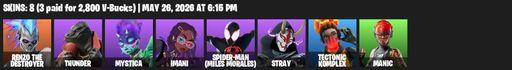 [PC/XBOX] | 8 skins | Renzo the Destroyer | Thunder | Mystica | Imani | Spider-Man (Miles Morales) | Stray | Tectonic Komplex | Manic | Full Access