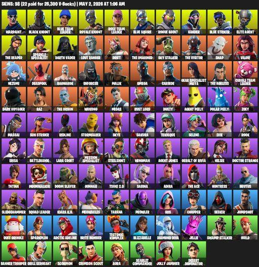 [PC/PSN/XBOX] | 98 skins | 1200 V-bucks | Floss | Take The L | OG STW | Black Knight | Sparkle Specialist | Royale Knight | The Reaper | Elite Agent | Full Access