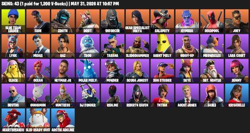 [PC/XBOX] | 43 skins | Lara Croft | Blue Team Leader | Fade | Zenith | Drift | Enforcer | Gear Specialist Maya | Calamity | Kymera | Deadpool | Joey | Full Access
