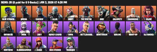 [PC/PSN/XBOX] | 25 skins | Omega | Blue Striker | Carbide | A.I.M. | Drift | The Visitor | Dire | Calamity | Ragnarok | Valor | Enforcer | Dusk | Zoey | Full Access